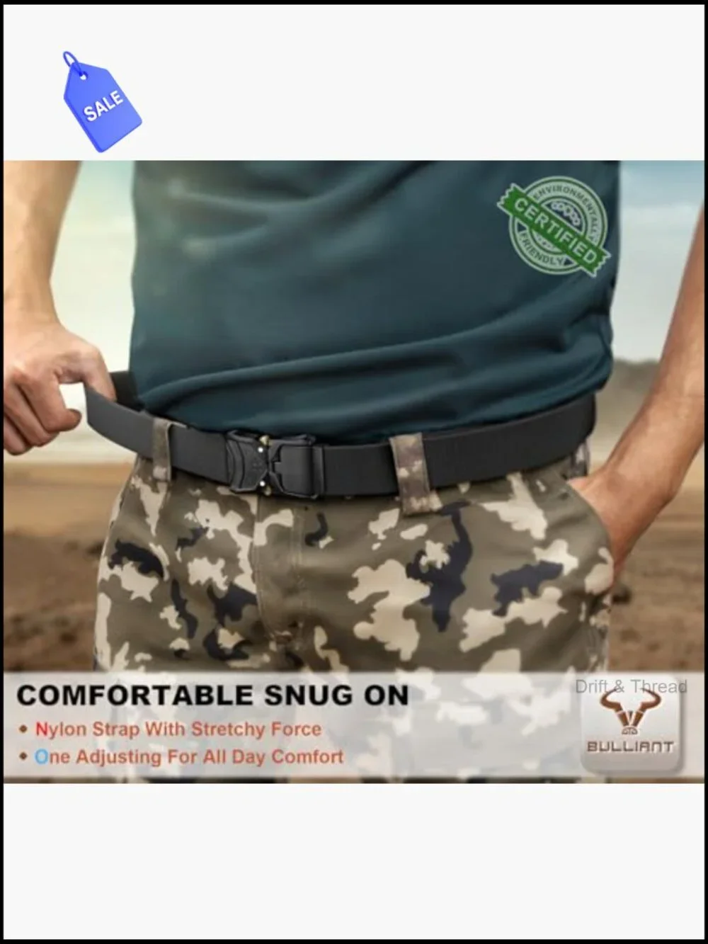 Men's Stretch Tactical Belt Quick Release Adjustable Heavy Duty Nylon